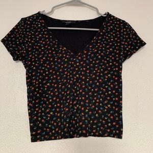 Forever 21 V-Neck Floral Print Crop Top